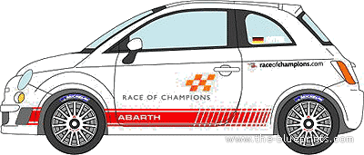 Fiat 500 Abarth (2011) - Фиат - чертежи, габариты, рисунки автомобиля