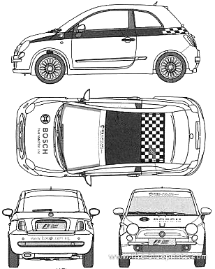 Fiat 500 Celebrity Challenge (2008) - Фиат - чертежи, габариты, рисунки автомобиля