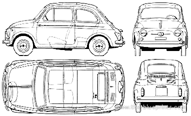Fiat 500 D (1960) - Фиат - чертежи, габариты, рисунки автомобиля