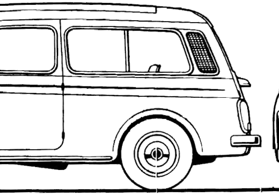 Fiat 500 Giardiniera (1962) - Фиат - чертежи, габариты, рисунки автомобиля