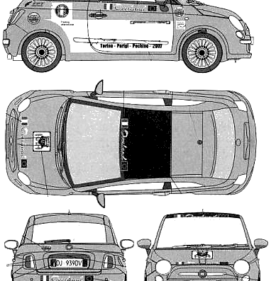 Fiat 500 Overland Challenge (2008) - Фиат - чертежи, габариты, рисунки автомобиля