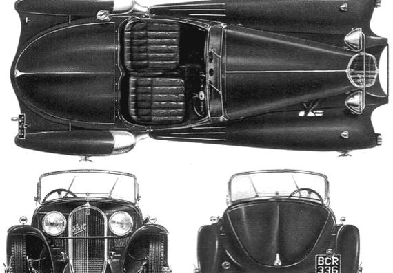 Fiat 508S Ballila Sports Roadster (1935) - Фиат - чертежи, габариты, рисунки автомобиля