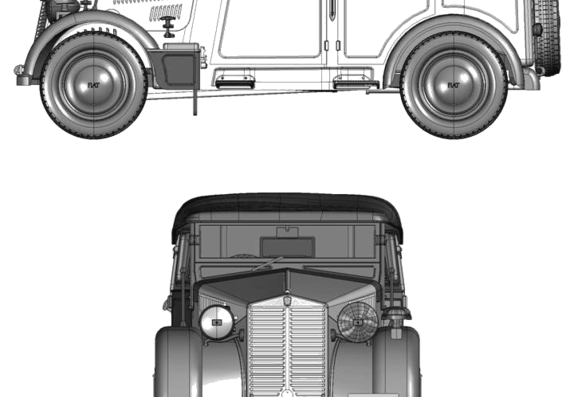 Fiat 508 Coloniale (1939) - Фиат - чертежи, габариты, рисунки автомобиля