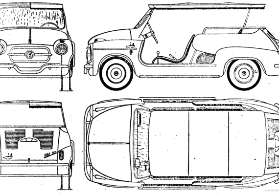 Fiat 600 Joly (1960) - Фиат - чертежи, габариты, рисунки автомобиля