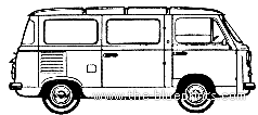 Fiat 850T Bus - Фиат - чертежи, габариты, рисунки автомобиля