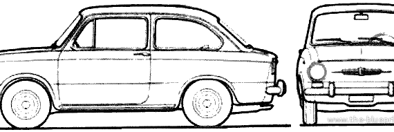 Fiat 850 (1967) - Фиат - чертежи, габариты, рисунки автомобиля