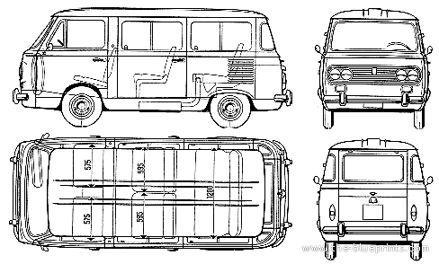 Fiat 850 Familiale (1973) - Фиат - чертежи, габариты, рисунки автомобиля