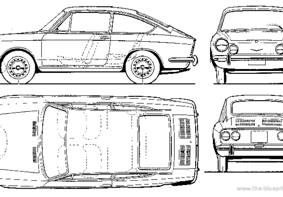 Fiat 850 Sport Coupe - Фиат - чертежи, габариты, рисунки автомобиля