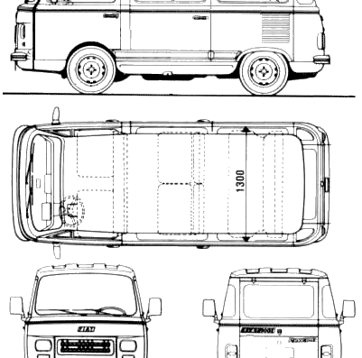 Fiat 900E (1982) - Фиат - чертежи, габариты, рисунки автомобиля