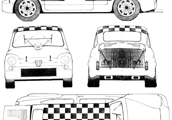 Fiat Abarth 1000 TCR - Фиат - чертежи, габариты, рисунки автомобиля