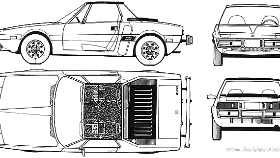 Fiat Bertone X1/9 - Фиат - чертежи, габариты, рисунки автомобиля