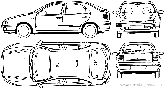 Fiat Brava (1995) - Фиат - чертежи, габариты, рисунки автомобиля