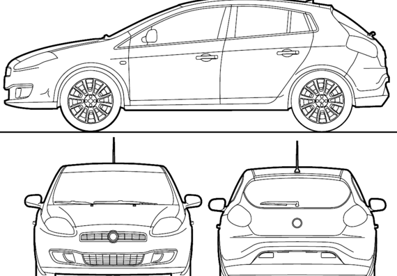 Fiat Brava (2010) - Фиат - чертежи, габариты, рисунки автомобиля