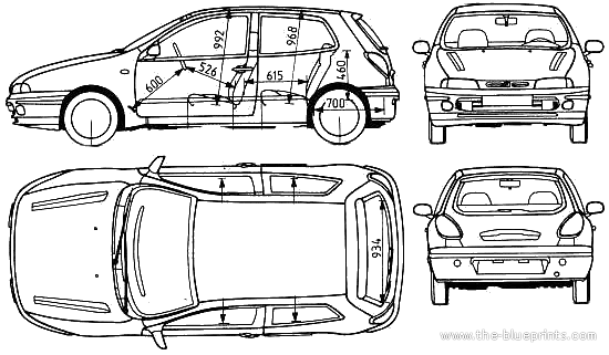 Fiat Bravo - Фиат - чертежи, габариты, рисунки автомобиля