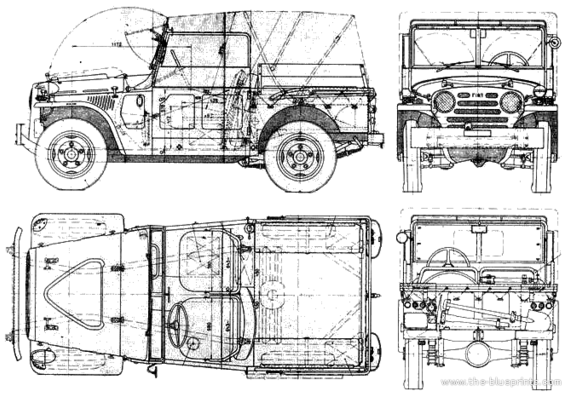 Fiat Campagnola (1951) - Фиат - чертежи, габариты, рисунки автомобиля