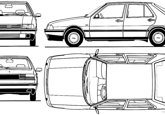 Fiat Croma (1987) - Фиат - чертежи, габариты, рисунки автомобиля