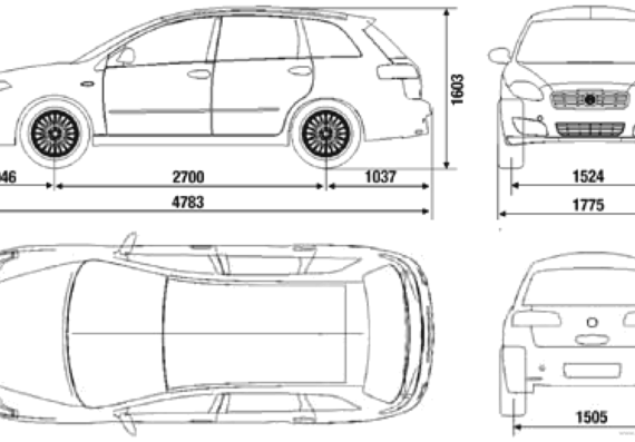 Fiat Croma Wagon - Фиат - чертежи, габариты, рисунки автомобиля