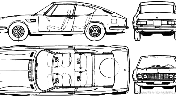 Fiat Dino - Фиат - чертежи, габариты, рисунки автомобиля