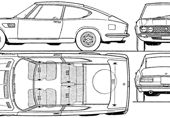 Fiat Dino Coupe (1970) - Фиат - чертежи, габариты, рисунки автомобиля