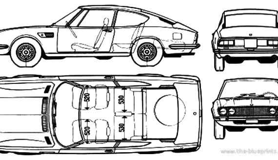 Fiat Dino Coupe (1971) - Фиат - чертежи, габариты, рисунки автомобиля