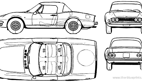 Fiat Dino Spider - Фиат - чертежи, габариты, рисунки автомобиля