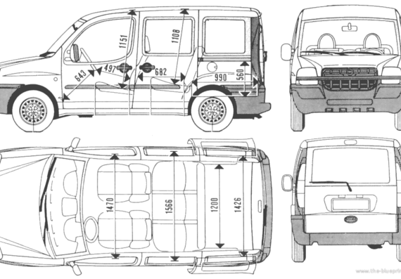 Fiat Doblo - Фиат - чертежи, габариты, рисунки автомобиля
