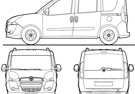 Fiat Doblo (2011) - Фиат - чертежи, габариты, рисунки автомобиля