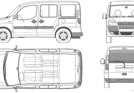 Fiat Doblo Panorama (2006) - Фиат - чертежи, габариты, рисунки автомобиля