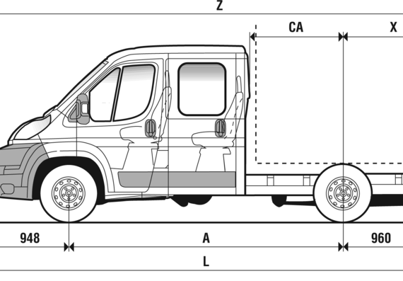 Fiat Ducato Chassis Double (2007) - Fiat - drawings, dimensions, pictures of the car