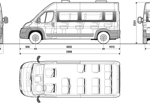 Fiat Ducato Minibus 13 persons (2007) - Фиат - чертежи, габариты, рисунки автомобиля