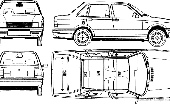 Fiat Duna 70 - Фиат - чертежи, габариты, рисунки автомобиля