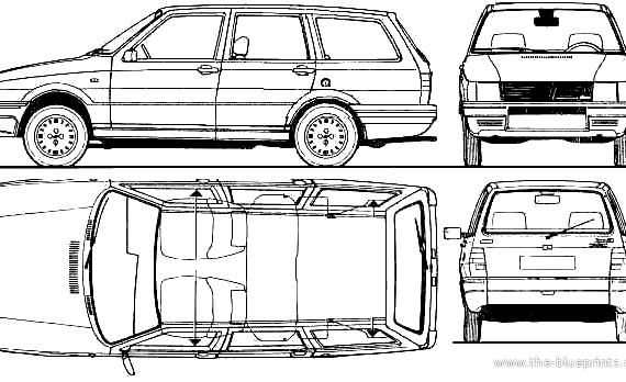 Fiat Duna Weekend (1988) - Фиат - чертежи, габариты, рисунки автомобиля
