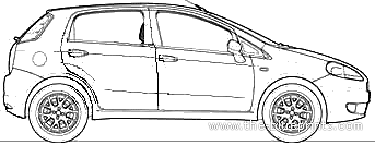 Fiat Grande Punto 1.3 Multijet (2009) - Фиат - чертежи, габариты, рисунки автомобиля