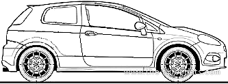 Fiat Grande Punto Abarth (2009) - Фиат - чертежи, габариты, рисунки автомобиля