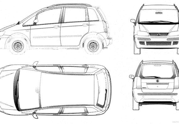 Fiat Idea - Фиат - чертежи, габариты, рисунки автомобиля
