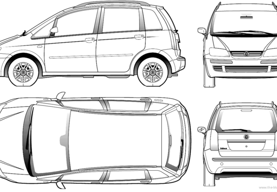 Fiat Idea (2005) - Фиат - чертежи, габариты, рисунки автомобиля