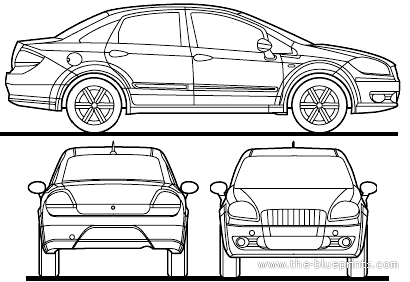 Fiat Linea (2010) - Фиат - чертежи, габариты, рисунки автомобиля