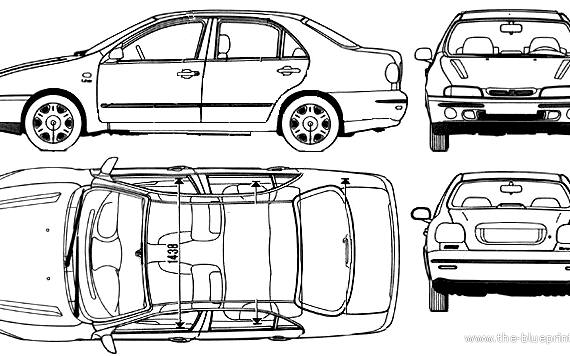 Fiat Marea (1995) - Фиат - чертежи, габариты, рисунки автомобиля
