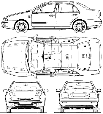 Fiat Marea (1997) - Фиат - чертежи, габариты, рисунки автомобиля