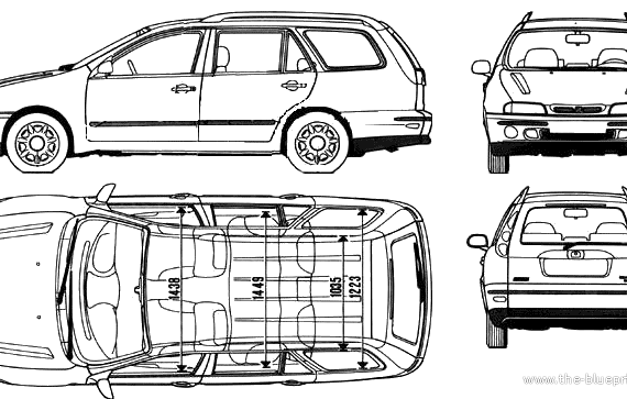 Fiat Marea Weekend (1995) - Фиат - чертежи, габариты, рисунки автомобиля