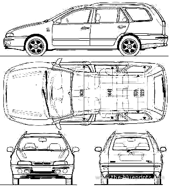 Fiat Marea Weekend (1997) - Фиат - чертежи, габариты, рисунки автомобиля