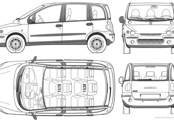 Fiat Multipla - Фиат - чертежи, габариты, рисунки автомобиля