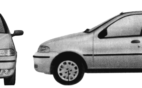 Fiat Palio 1.4 (2003) - Фиат - чертежи, габариты, рисунки автомобиля