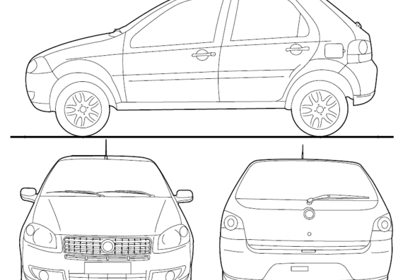 Fiat Palio BR (2012) - Фиат - чертежи, габариты, рисунки автомобиля