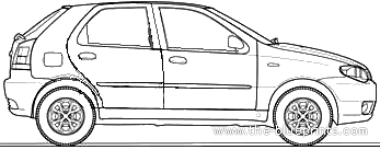 Fiat Palio Stile 1.1 (2009) - Фиат - чертежи, габариты, рисунки автомобиля
