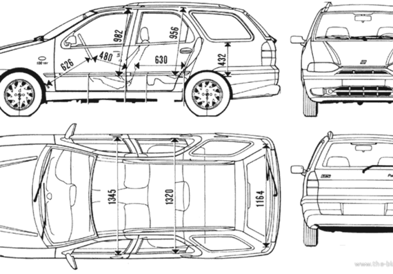 Fiat Palio Wagon - Фиат - чертежи, габариты, рисунки автомобиля