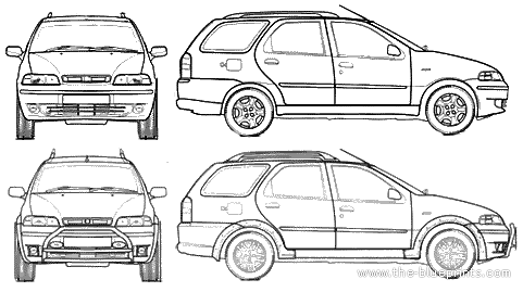 Fiat Palio Weekend - Фиат - чертежи, габариты, рисунки автомобиля