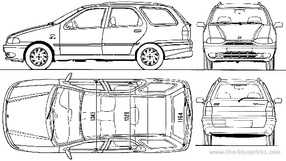 Fiat Palio Weekend (1997) - Фиат - чертежи, габариты, рисунки автомобиля
