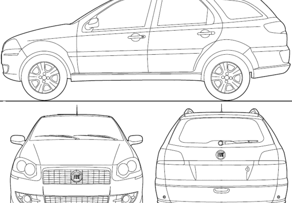 Fiat Palio Weekend BR (2012) - Фиат - чертежи, габариты, рисунки автомобиля
