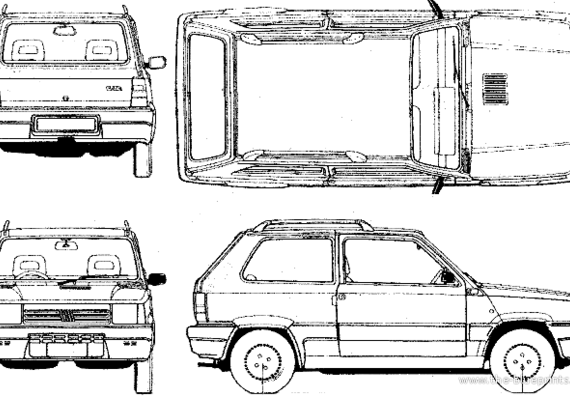 Fiat Panda (1980) - Фиат - чертежи, габариты, рисунки автомобиля
